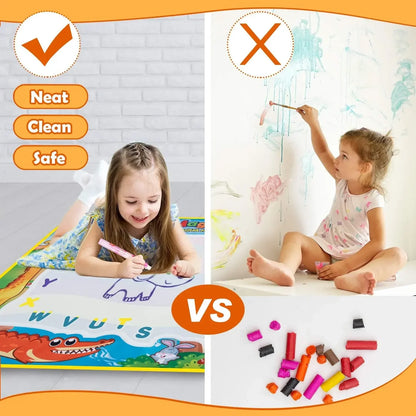 Magic Water Drawing Mat - Reusable Doodle Coloring Board with Magic Pens for Kids