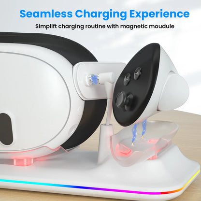 Charging Dock for Meta Quest 3 – Magnetic Charging Station for VR Headset & Controllers, Includes 2 Rechargeable Batteries