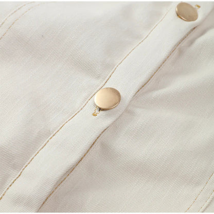 Women’s Chic White Denim Dress – Casual Lapel Long Slim Maxi, Single-Breasted Short Sleeve Summer Dress