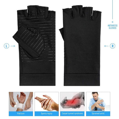 Copper Arthritis Compression Gloves – Fingerless Hand Support for Pain Relief, Swelling & Carpal Tunnel