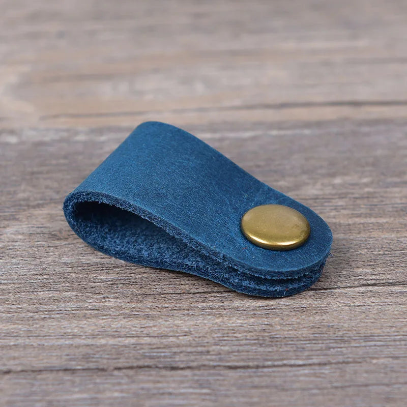 Earphone Wire Organizer – Genuine Leather Cable Winder & Cord Holder, Plug Bobbin Clip for Data Line Wrapping