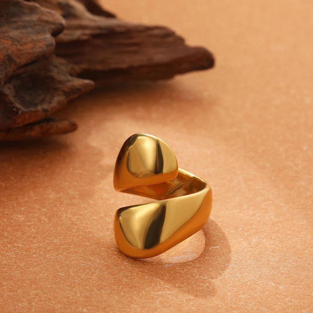 Vintage Stainless Steel Chunky Ring – Punk Irregular Adjustable Open Ring for Women, Wedding Jewelry Gift