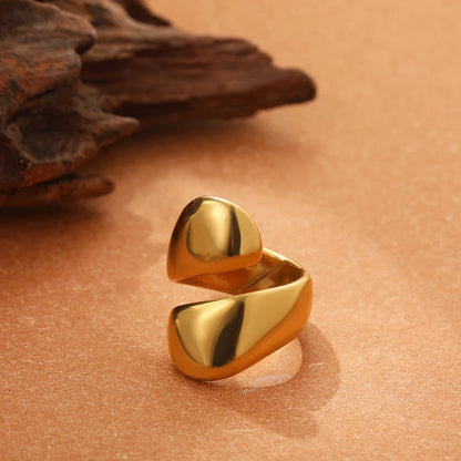 Vintage Stainless Steel Chunky Ring – Punk Irregular Adjustable Open Ring for Women, Wedding Jewelry Gift