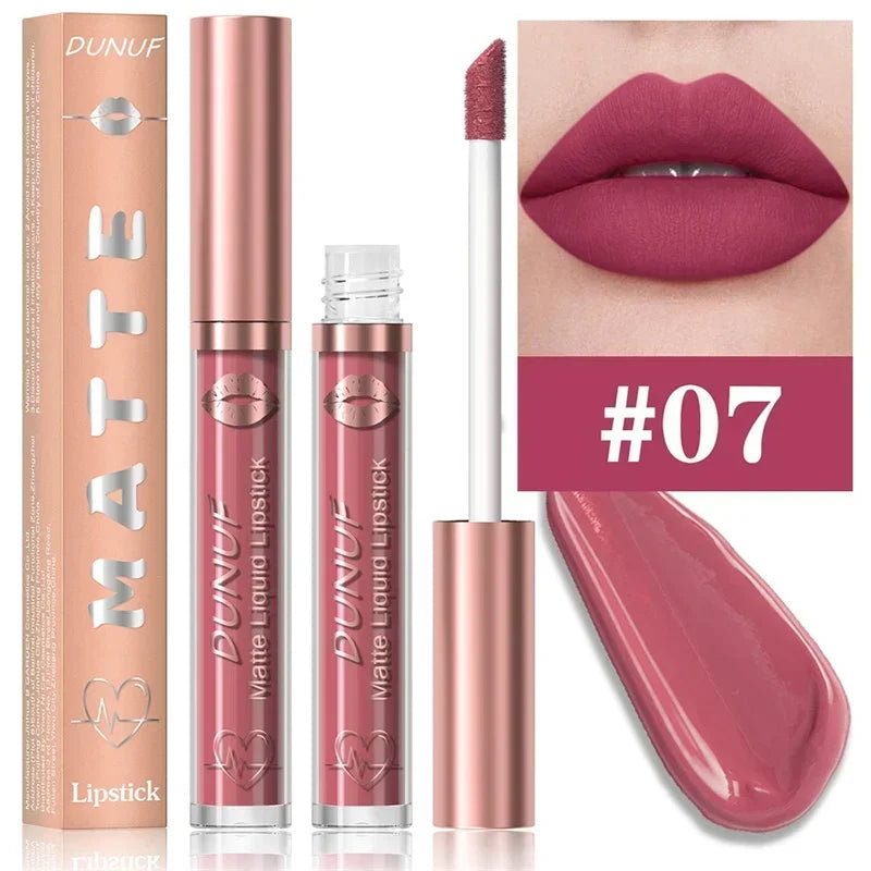 Matte Velvet Dark Red Brown Lip Gloss – Long-Lasting Waterproof Liquid Lipstick with Natural Moisturizer & Transparent Lip Oil