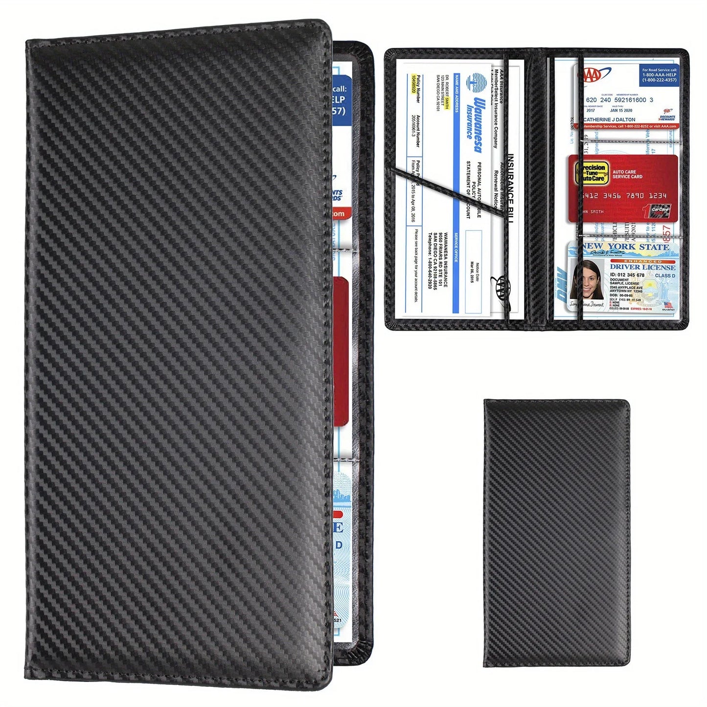 Men's Card Holder, Car Registration Vehicle License Insurance Card Holder Wallet