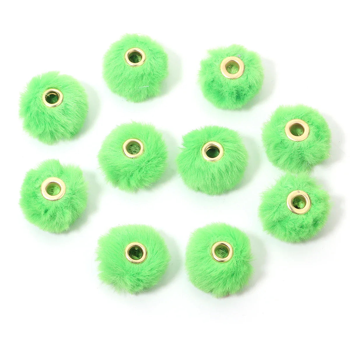 10pcs Plush Fur Ball Beads – Multicolor Pompom Spacer Beads for DIY Jewelry, Earrings & Bracelets