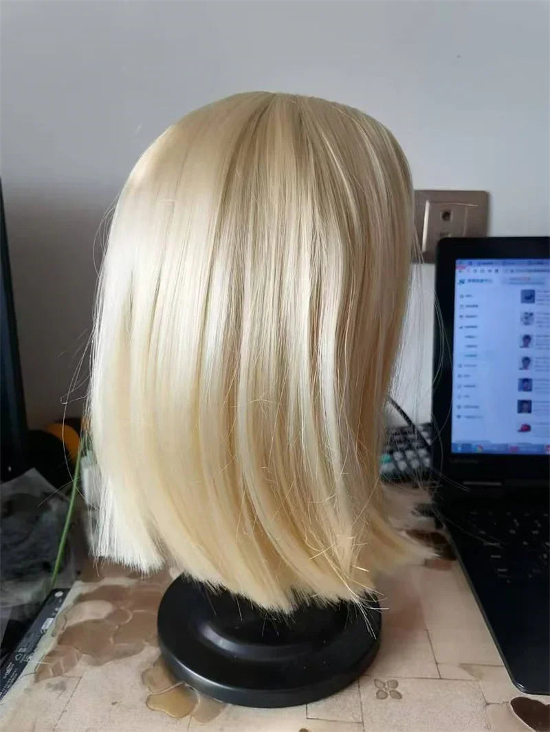 Synthetic Blonde Bobo Wig – Short Straight Breathable Hair Extension Wig for Young Women & Ladies