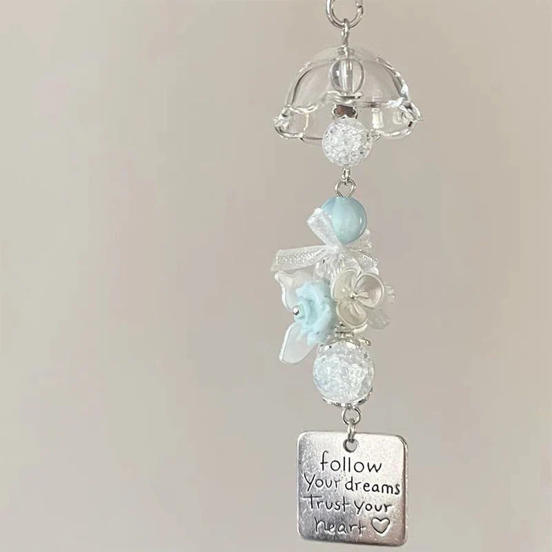 Transparent Wind Chime Keychain – Cute Kawaii Pendant for Mobile, Bag, and Home Decoration