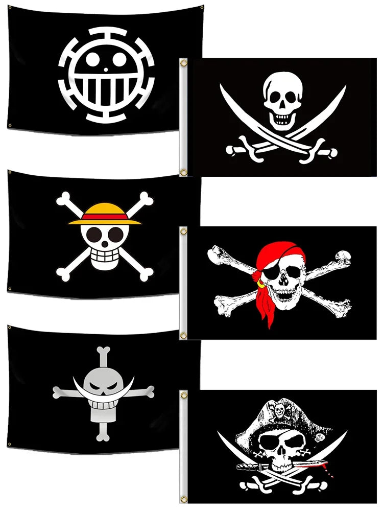 One Piece Pirate Skull Flag – Luffy Straw Hat Pirates Wall Decor & Banner for Kids' Bedroom, Gift