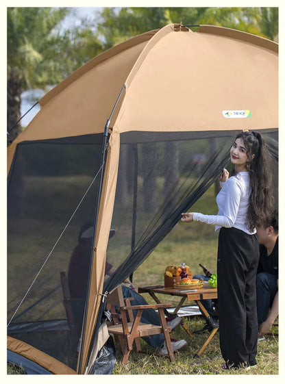 Outdoor Camping Mesh Tent – Rainproof, Sunscreen, Mosquito-Proof, Picnic & Beach Sunshade for 10 People