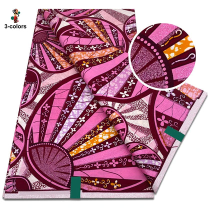African Glitter Wax Print Fabric - 6 Yards Soft Cotton Ankara Golden Glitter Fabric