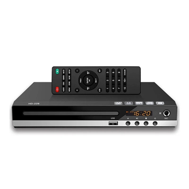 DVD Player VCD CD Multimedia Machine – HDMI-Compatible with AV Output, Remote Control & AV Cable