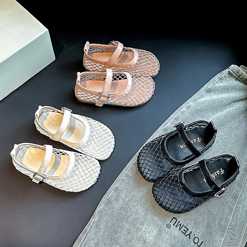 2025 Kids’ Summer Flats – Breathable Princess Shoes for Girls, Soft-Soled, Simple Fashion & Versatile Casual Wear
