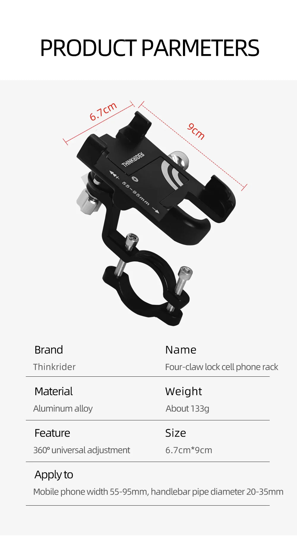 ThinkRider Anti-Vibration Bicycle Phone Mount for Mountain & Road Bikes – Navigation & Mobile Stand for E-Bikes