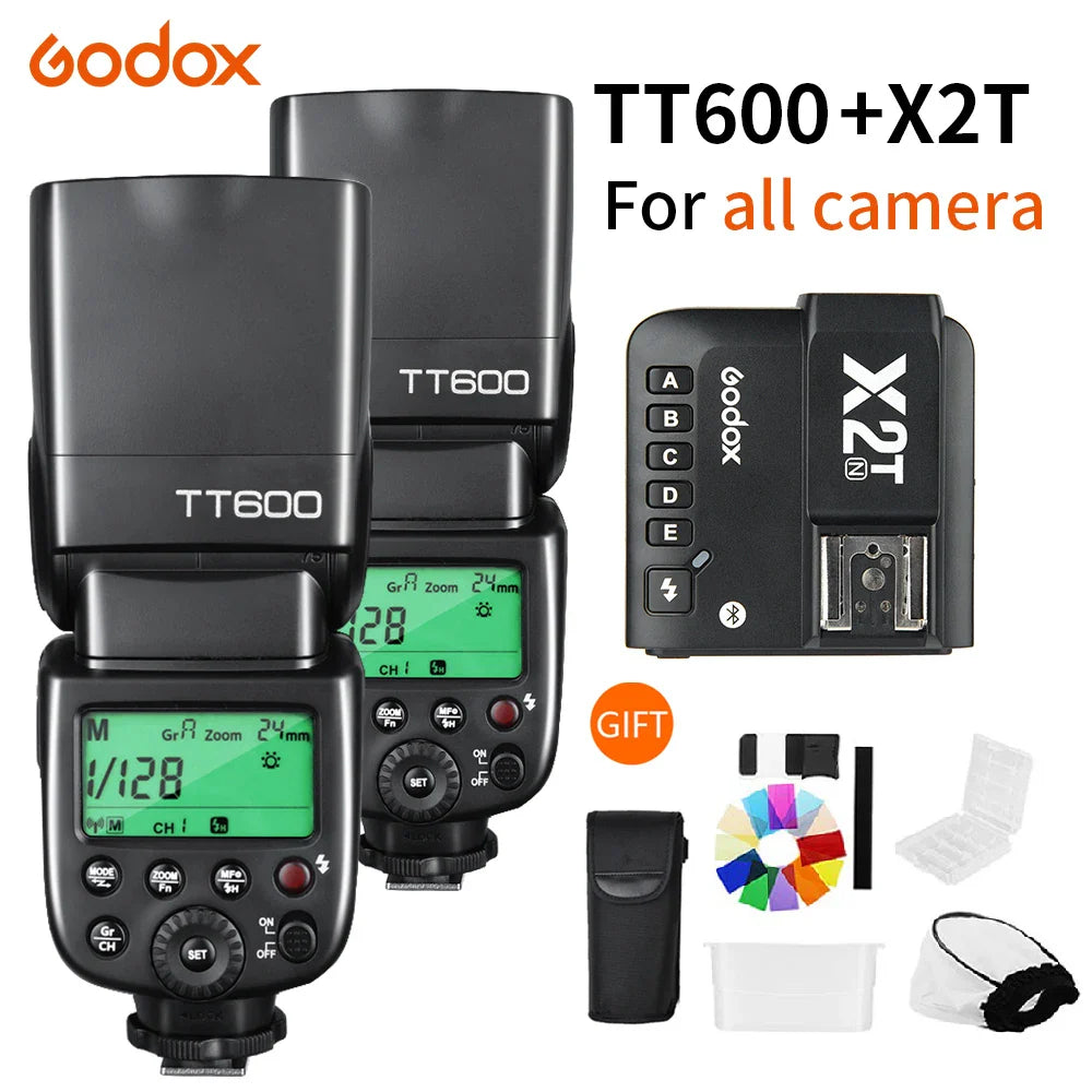 Godox TT600 2.4G Wireless TTL Speedlite + X2T Trigger — Compatible with Canon, Nikon, Sony, Fuji, Olympus