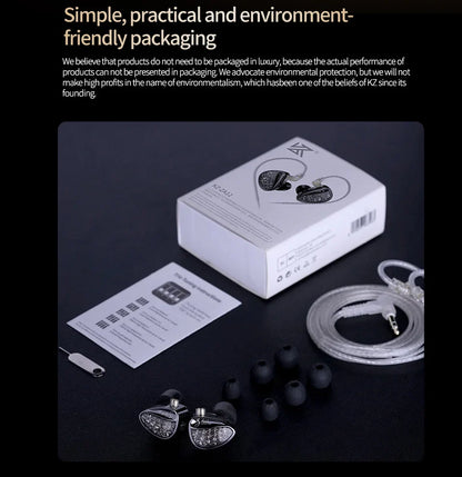 KZ ZA12 2DD+4BA Hybrid IEM Headphones – Wired In-Ear Monitor with Adjustable Tuning, HiFi Sound, Sports & Gaming Noise-Canceling Earphones