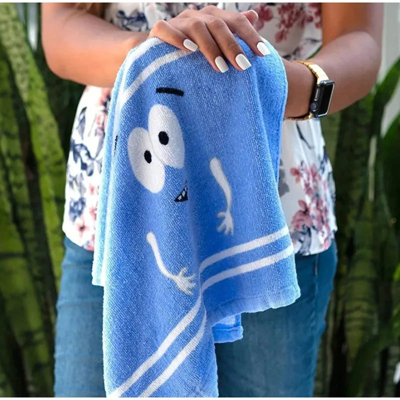 Cartoon Expression Soft Towel | Quick-Drying, Double-Sided Velvet Absorbent Bath & Face Towel for Children