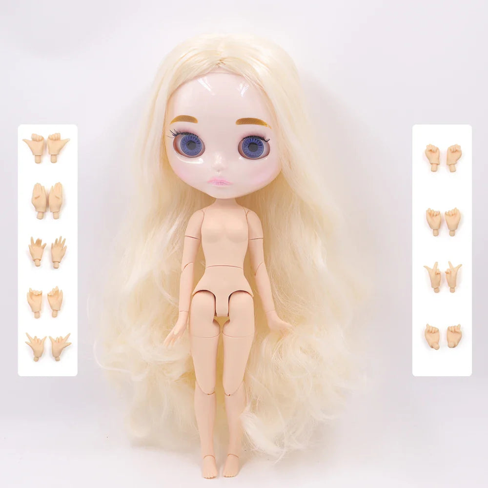ICY DBS Blythe Doll 1/6 Joint Body 30cm BJD – Shiny Face with Extra Hands, DIY Fashion Doll Gift
