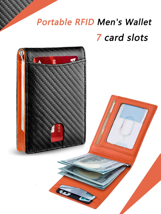 RFID Carbon Fiber Men’s Wallet — Ultra-Thin Mini Card Holder with 7 Slots