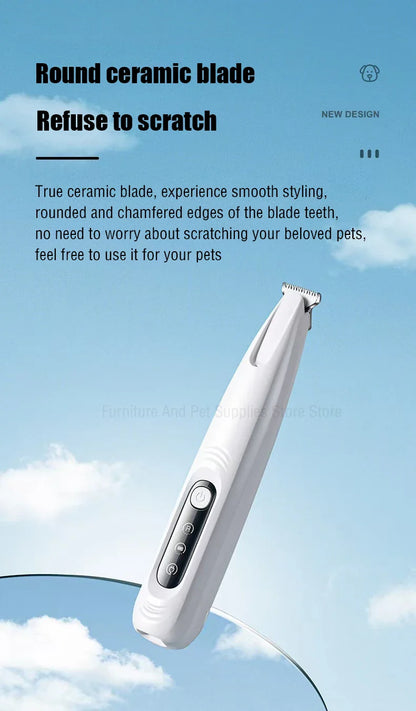 New Waterproof LED Dog Paw Trimmer – Pet Hair Clippers with LED Display & 18mm Wide Blade