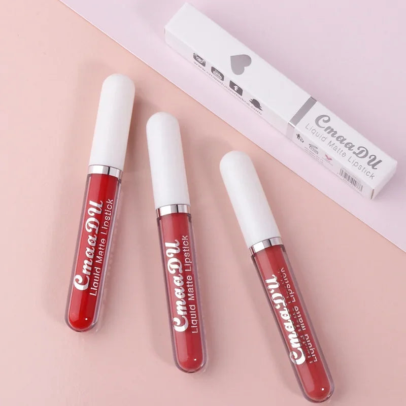 Sexy Long-Lasting Velvet Matte Lip Gloss – Waterproof, Non-Stick Red Liquid Lipstick for Women