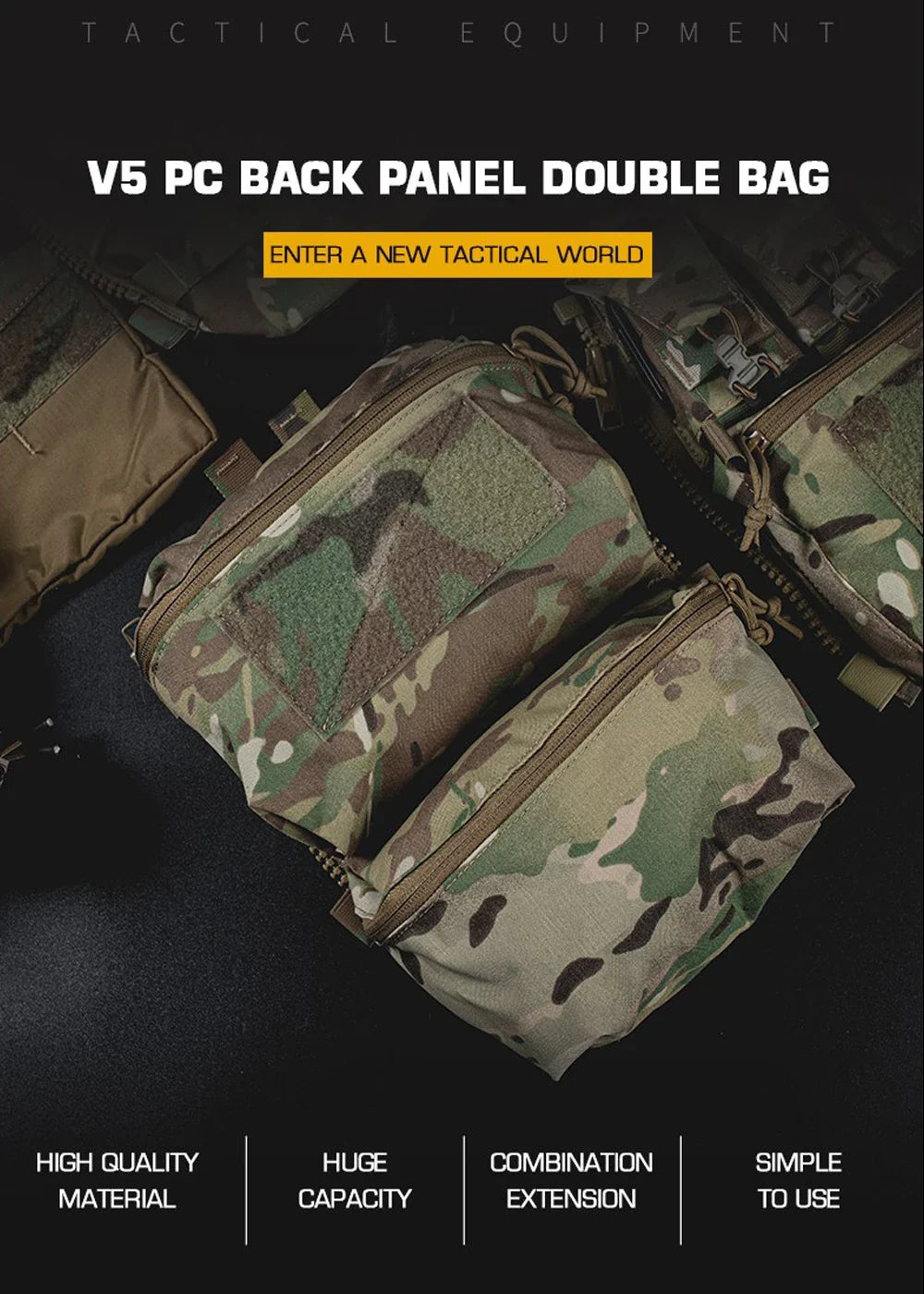 V5 FCPC Tactical Vest Backplate – Military Airsoft Hunting Plate Carrier with Sub-Package, Double Mag & Sundries Pouch