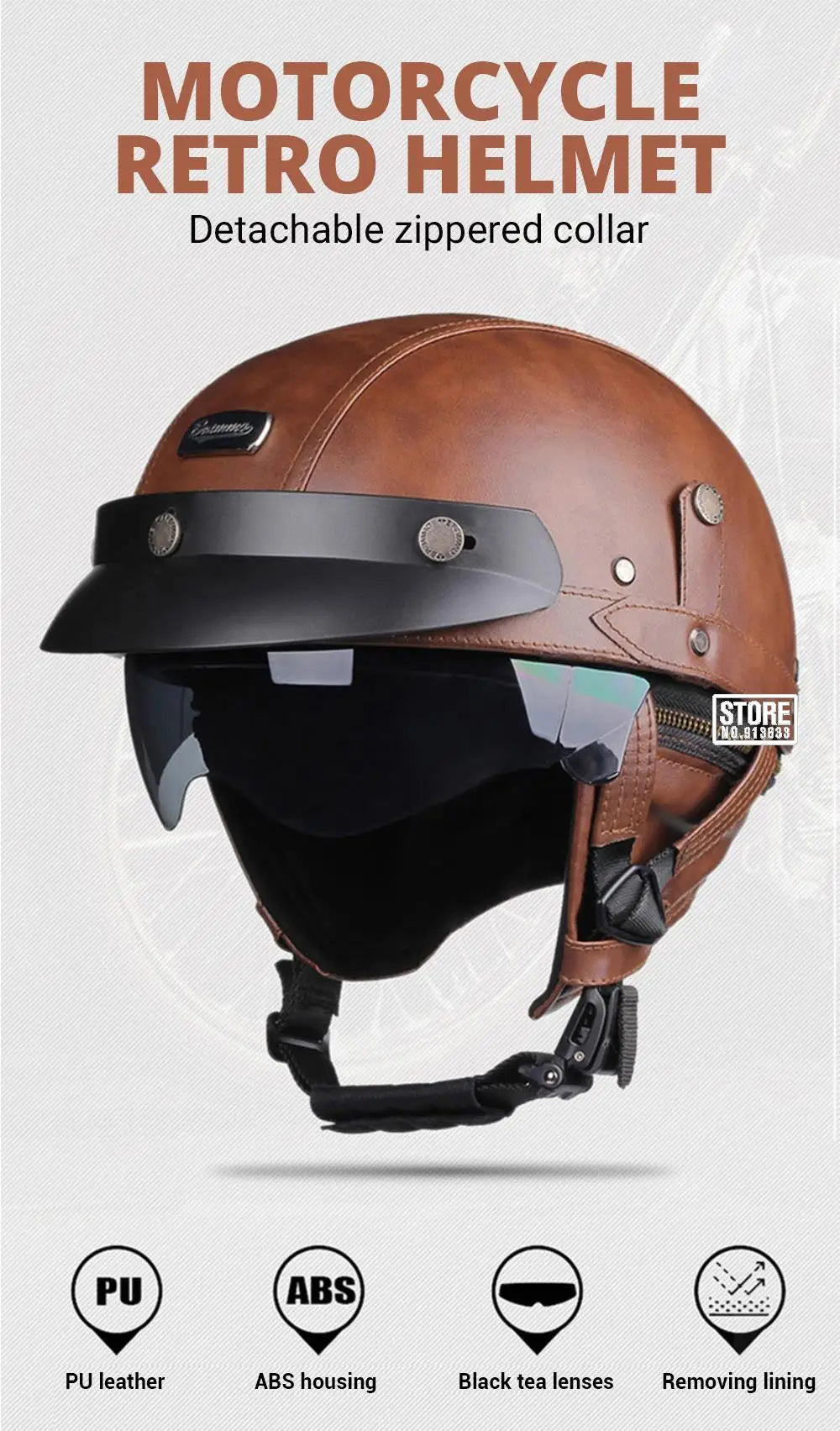 Retro DOT-Certified Motorcycle Half Helmet – HD Lens, Men & Women, 4-Season Scooter & Moto Riding Casco