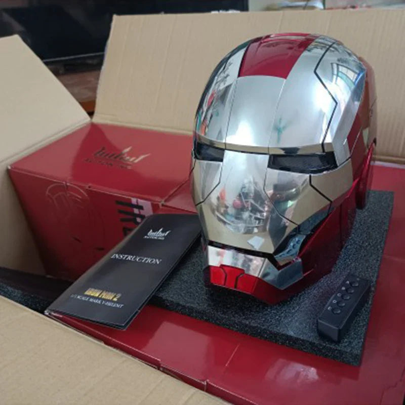 1:1 Iron Man Helmet Mk5 to Mk50 – Avengers War Machine Cosplay with Electric Open/Close, English Voice & Remote Control, Christmas Gift Toy