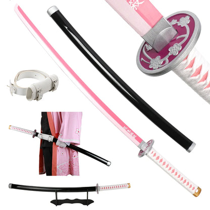 41" Demon Slayer Tanjiro Katana Sword – Samurai Cosplay Prop with Belt & Holder for Halloween Decoration