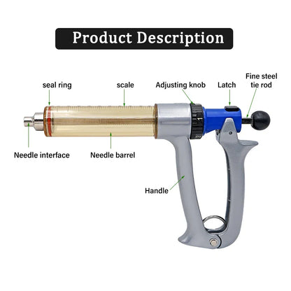 25ml/50ml Adjustable Veterinary Syringe — Semi-Automatic Continuous Vaccine Injector for Chickens, Sheep & Horses