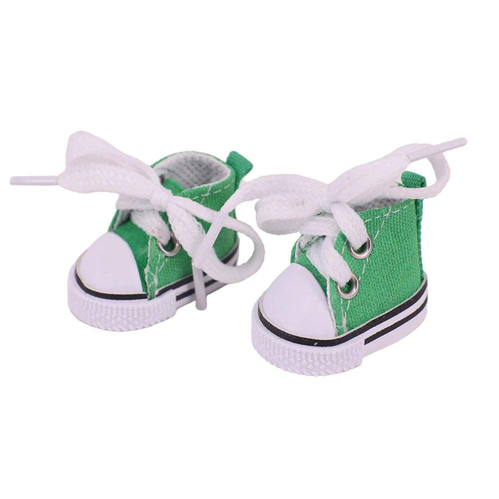 3.8cm Solid Color Lace-Up Canvas Shoes – PU Doll Shoes for 17cm Labubu Doll Clothes & Accessories Gift
