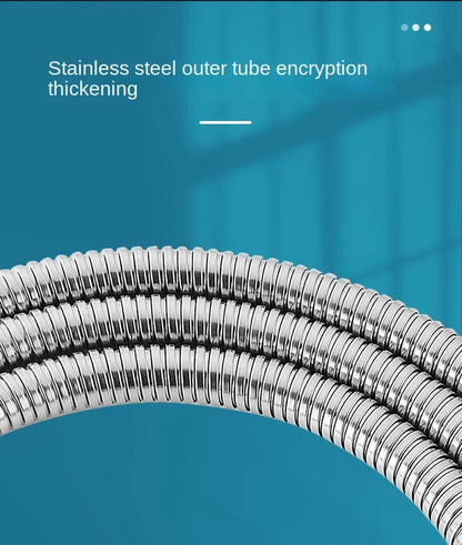 Flexible Shower Hose 1.5/2M — Black/Silver Stainless Steel Bathroom Extension Pipe and Accessories