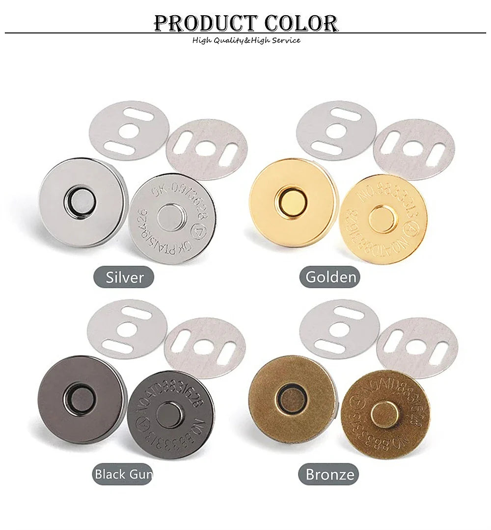 10 Pcs Magnetic Snap Fasteners 14–18MM – Clasps & Buttons for Handbags, Purses, Wallets & Craft Bag Accessories