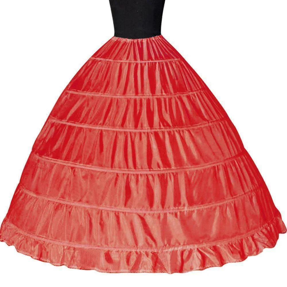 6-Hoop Crinoline Petticoat - White Long Wedding Dress Underskirt for Ball Gowns