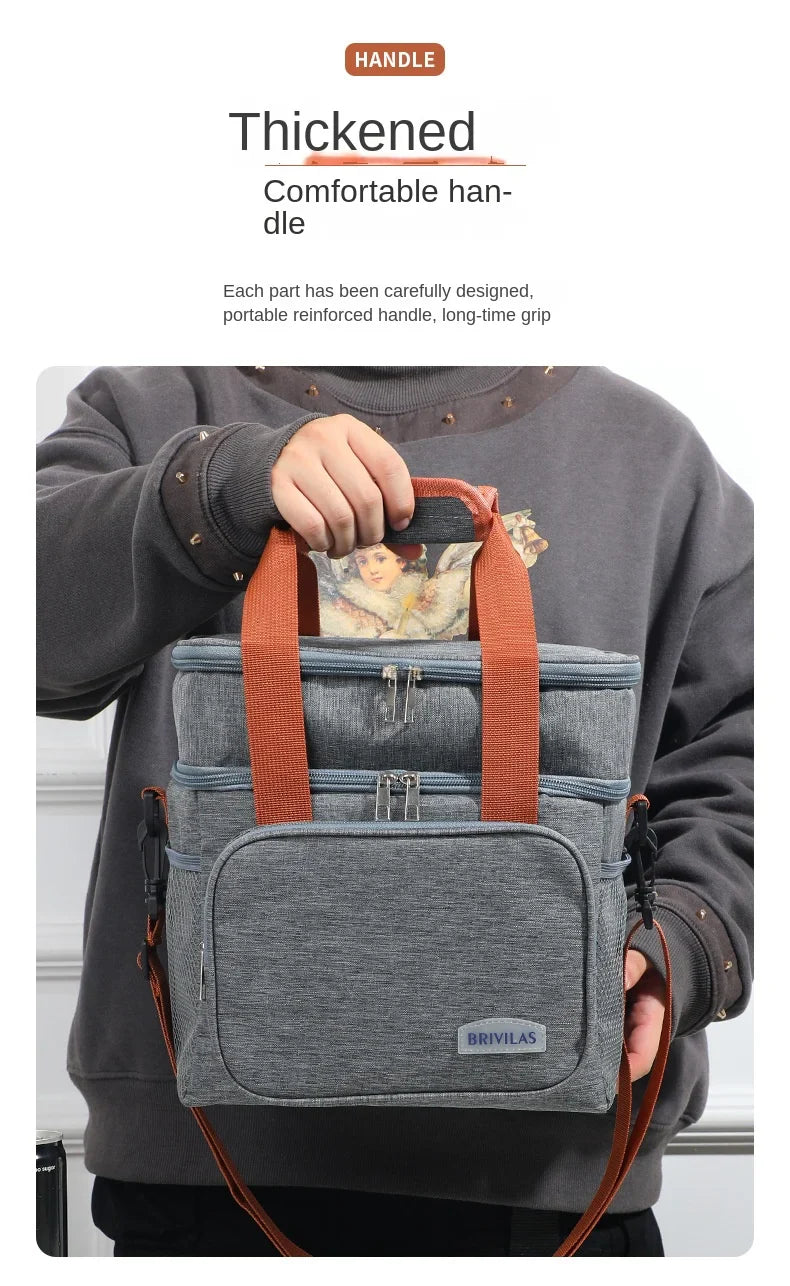 Double Layer Lunch Bag – Large Capacity Thermal Insulated Leakproof Cooler Tote for Work, School & Picnic