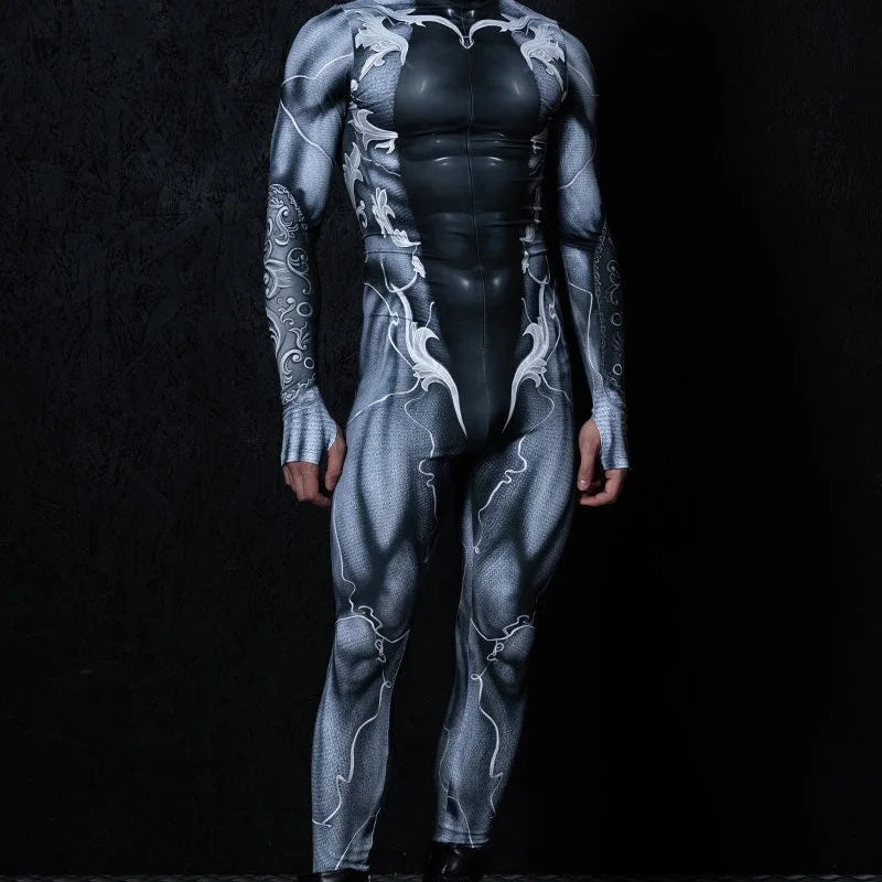 Mechanical Muscle Zentai Bodysuit — Men’s Halloween Punk Cosplay & Carnival Costume 2025