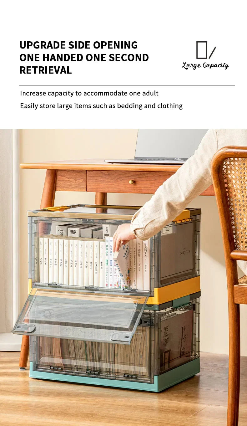 Foldable Transparent Storage Trunk — Large Capacity Plastic Organizer Box for Home, Wardrobe, and Clothes Storage