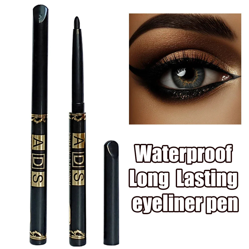 2pcs Waterproof Black & Brown Eyeliner Pencils – Smudge-Proof Long-Lasting High-Pigment Eye Makeup for Beginners