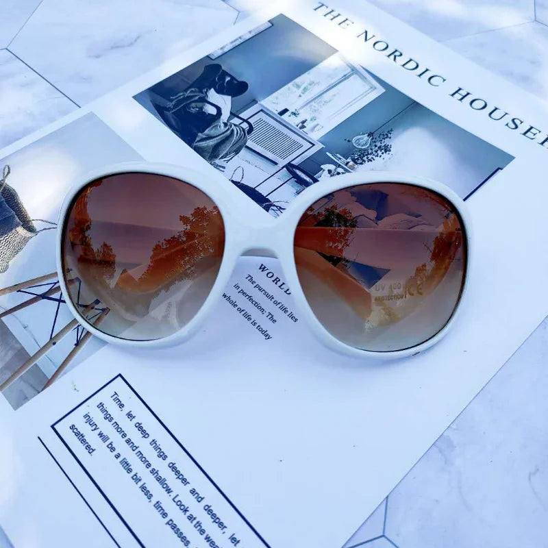 Large Round Frame Fashion Sunglasses - Women’s UV400 Outdoor Driving Eyewear Stylish Circular Sun Glasses