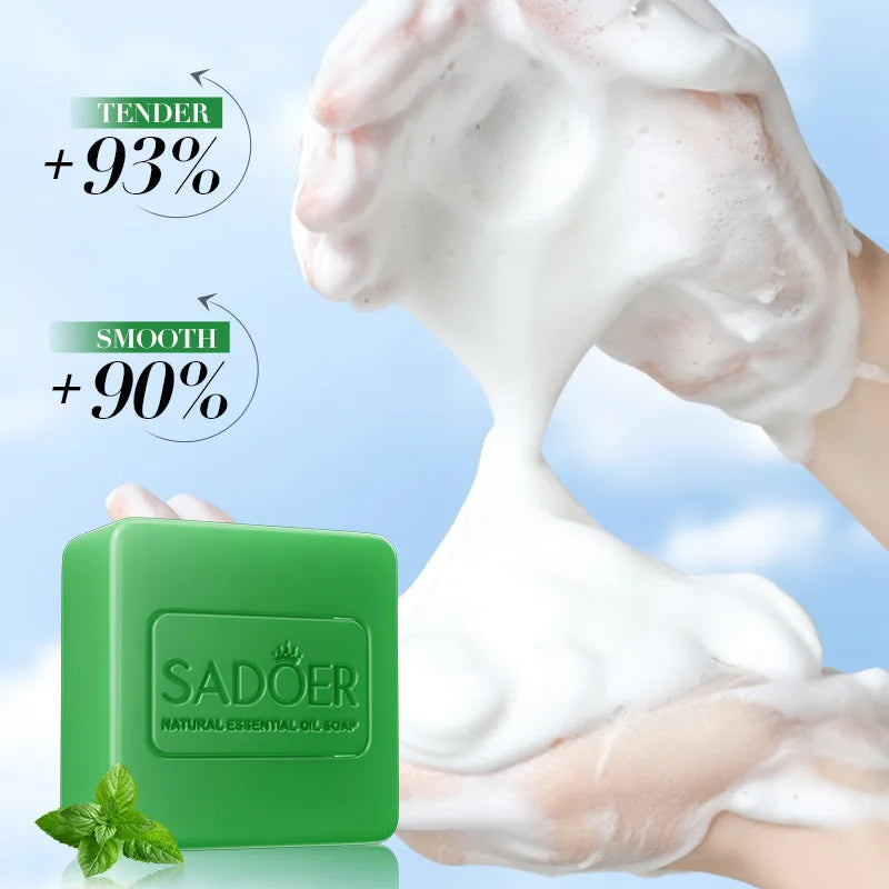 Peppermint Essential Oil Handmade Soap – Kojic Acid & Turmeric Brightening Body & Hand Cleansing Bar for Skin Whitening Care