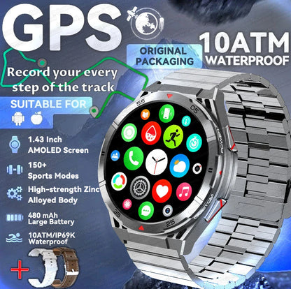 2025 Huawei Original Premium GPS Smartwatch — Ultra HD AMOLED Display, Built-in GPS, Bluetooth Call & 10ATM Waterproof Smart Bracelet
