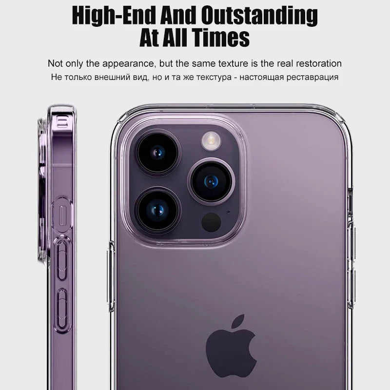 Luxury Clear Silicone Phone Case – Shockproof Transparent Bumper Back Cover for iPhone 7, 8, X, XR, XS, 11, 12, 13, 14, 15, 16 Pro & Pro Max