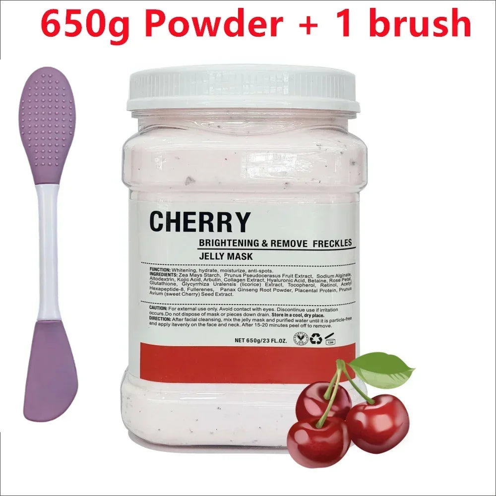 650g Chamomile Hyaluronic Acid Facial Moisturizing Mask Powder with Silicone Brush, Rose Jelly Mask for Skin Elasticity