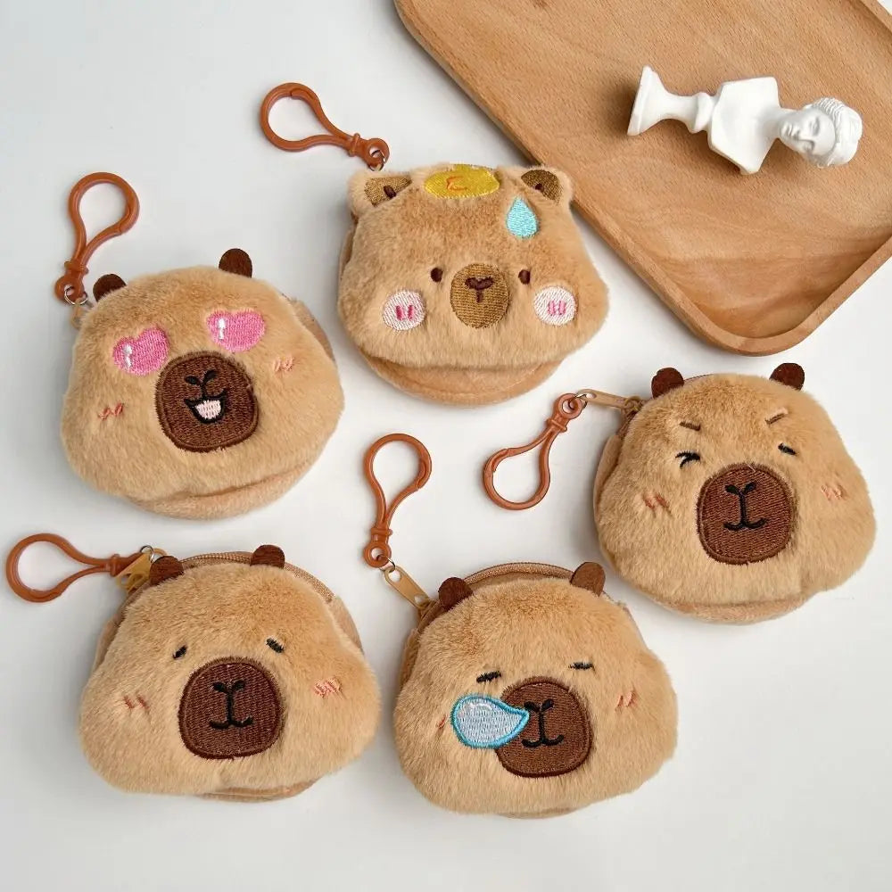 Creative Capybara Anime Plush Coin Purse – Kawaii Mini Round Cartoon Bag Pendant