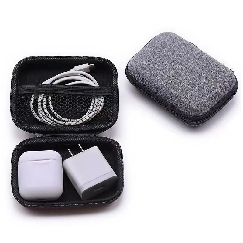 Mini Portable Hard Earphone Case – Storage Bag for AirPods, Earpods, Headphones & USB Cables