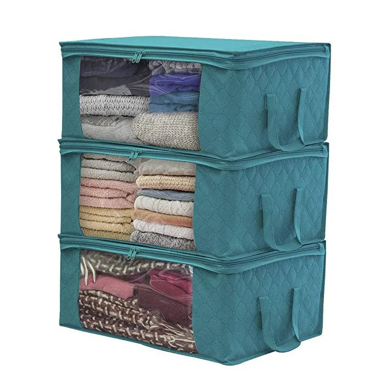 Large Capacity Foldable Clothing Storage Box — Non-Woven Fabric Organizer with Zipper for Quilts and Clothes