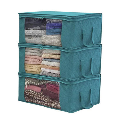 Large Capacity Foldable Clothing Storage Box — Non-Woven Fabric Organizer with Zipper for Quilts and Clothes