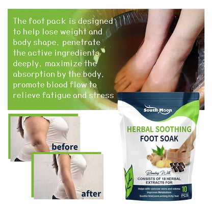 10PCS Detox Foot Soak – Herbal Lymphatic Health, Blood Circulation, Fat Burning, Stress Relief & Foot Bath Dehumidification