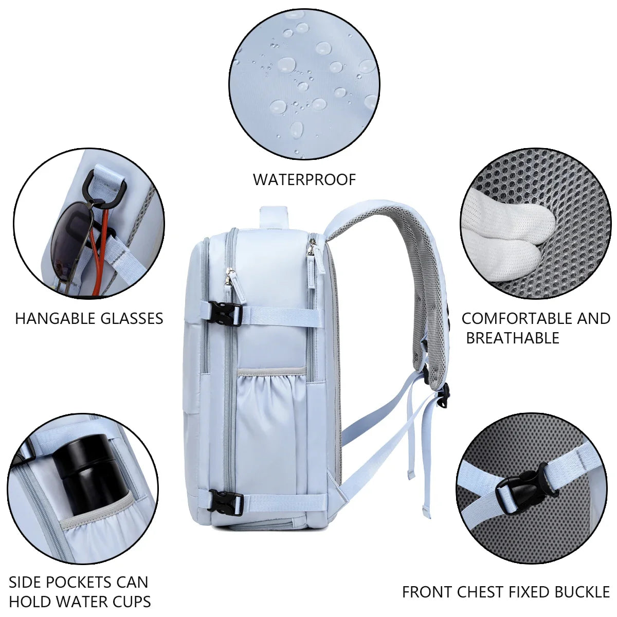 Travel Backpack with 15.6-Inch Laptop Compartment - Waterproof Design and Shoe Storage, Unisex Backpack