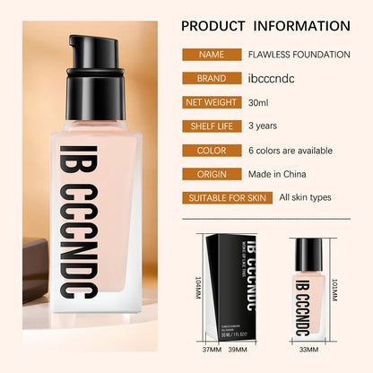 Flawless All-Day Waterproof Concealer & Foundation – 6-Color Full Coverage Moisturizing Makeup for Women